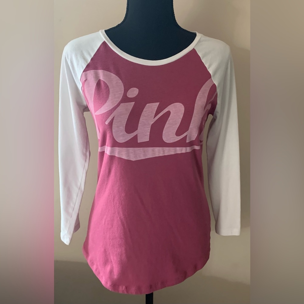 Pink and white long sleeve PINK shirt, women’s XS